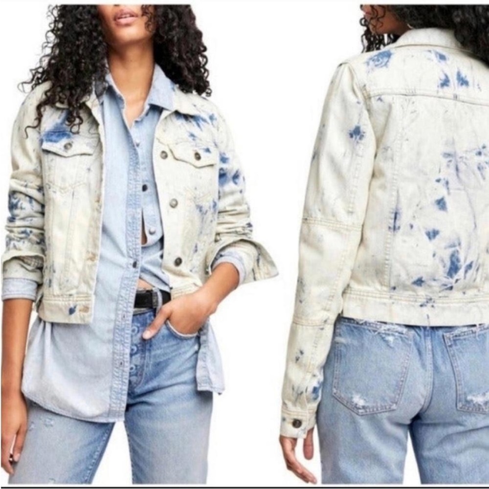 NWOT Free People Rumors Denim Jacket in Jones Tie Dye Size S - Picture 5 of 15